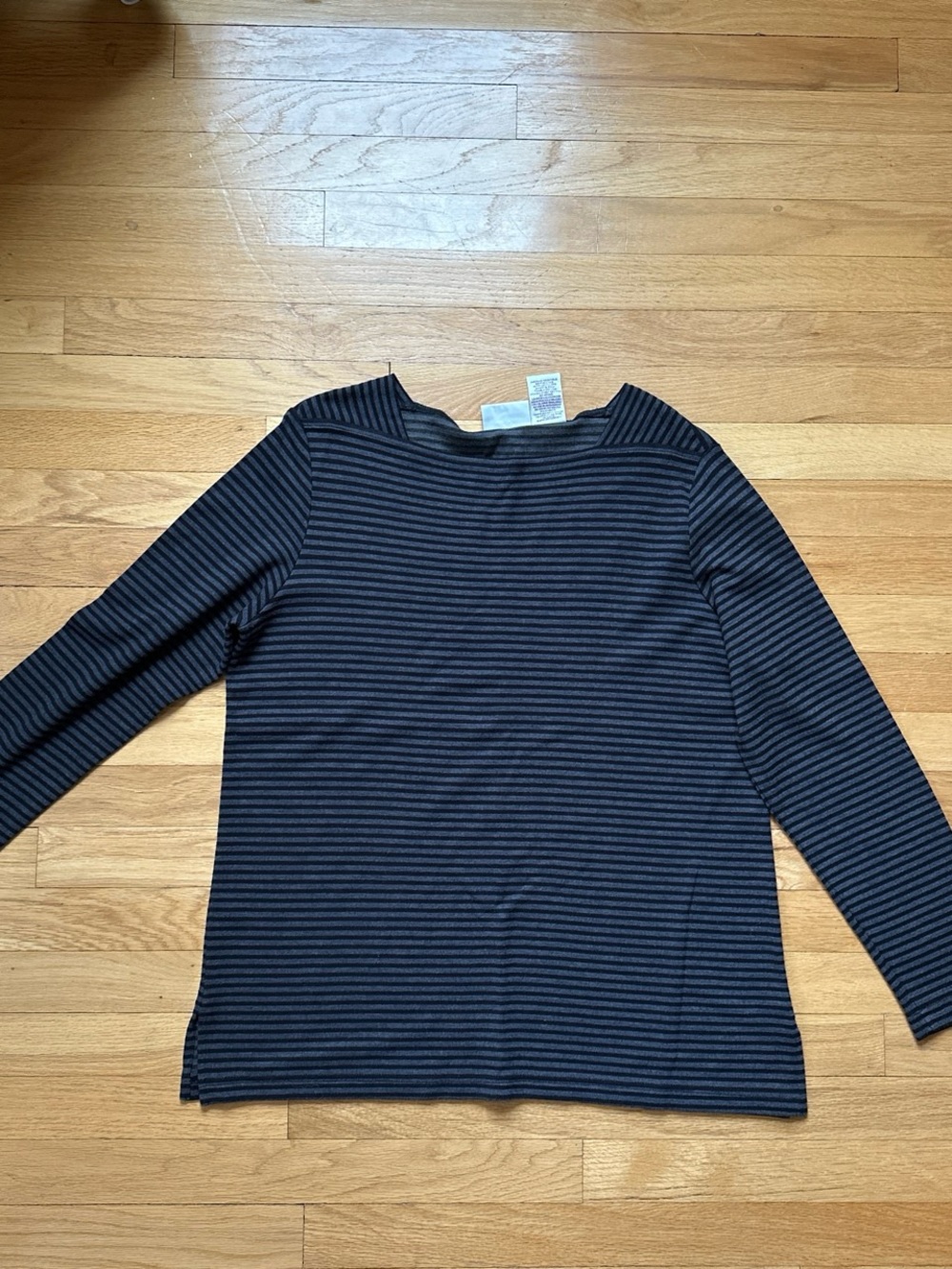 2/$25 Women’s Striped Long-Sleeve Boatneck Top - Black/Gray